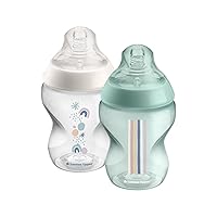 Closer to Nature Baby Bottles, Breast-Like Nipples with Anti-Colic Valve (9 Ounces, 2 Count)