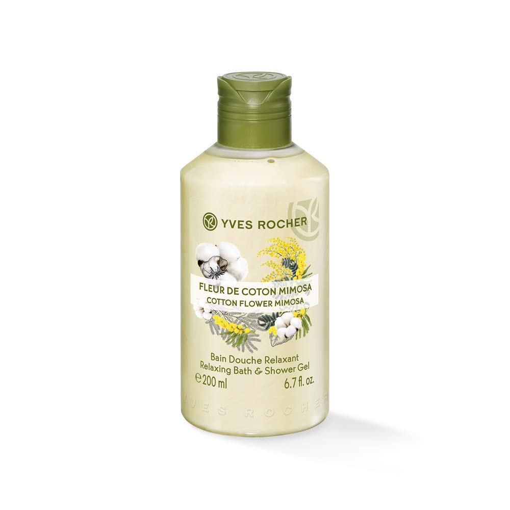 Yves Rocher Les Plaisirs Nature Relaxing Bath & Shower Gel - Cotton Flower Mimosa (6.7 fl.oz.)