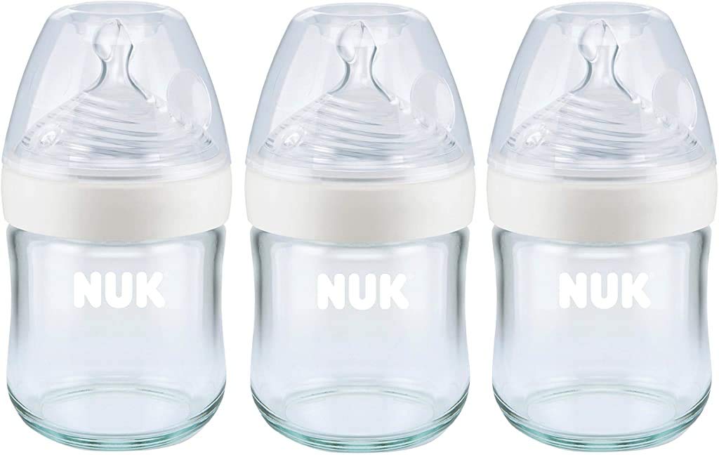 NUK Simply Natural Glass Baby Bottles, 4 oz, 3 Pack