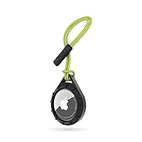 Pelican Protector AirTag Holder - AirTag Keychain w/ Rugged Strap Loop [Impact Resistant] [Travel Essentials] - Protective Apple AirTag Case for Dog Collar, Backpack ,Keys ,Luggage -Black/Yellow