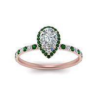 Choose Your Gemstone Newly Designed Jewelry Rose Gold Plated Pear Shape Petite Engagement Rings Affordable for Your Girlfriend, Wife, Partner Wedding US Size 4 to 12