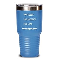 Nursing Student Tumbler No Sleep. No Money. No Life. Nursing Student Funny Gift Idea For Nursing Student 30oz, Light Blue