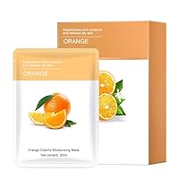 Korean Natural Organic Moisturizing and Hydrating Fruit Sheet Facial Mask (Orange) 5 Count