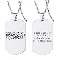 Arabic Calligraphy God Allah Messager Pendant for Women Men Stainless Steel Islamic Muslim Necklace Islam Jewelry Religious Gifts, There is No God but Allah