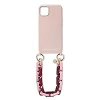 PHONECKLACE PN23256i13PK iPhone 13 Silicone Case with Hand Chain Strap, Short Strap Case, Handy Strap, Fall Prevention, Smartphone, Powder Pink