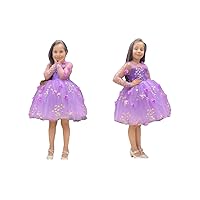 3D Dress Flower Princess Bridesmaid Evening Dress (as1, Age, 1_Year, 8_Years, 3 Years) Lilac