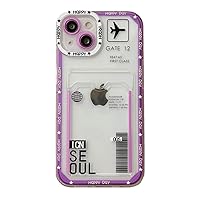 for iPhone 14 Pro Max Case Cover, Korean Seoul Air Flight Ticket Soft Case with Photo Card Slot Holder Cute Clear Transparent Shockproof Back Cover for iPhone 14 Pro Max (for iPhone 14 Pro Max)