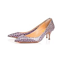 FSJ Women Sexy Pumps Leopard Snake Prints Shoes Kitten Low Heels Pointed Toe Size 4-15 M US