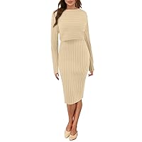 Women's Top Camisole V Neck Hip Dress Layering Two Piece Set Midi Dresses for Women Casual Summer
