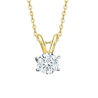 KATARINA Certified 1.01 ct. E - SI2 Round Brilliant Cut Diamond Solitaire Pendant Necklace in 14K Gold