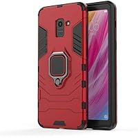 Case for Galaxy A8 Plus 2018,Military Protection [Built-in Kickstand] [Magnetic Car Holder] Dual-Layer Heavy Duty TPU+PC Shockproof Phone Case for Samsung Galaxy A8 Plus 2018 (Red)
