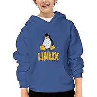 Unisex Youth Hooded Sweatshirt Vintage Linux Penguin Retro Cute Kids Hoodies Pullover for Teens