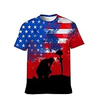 Unisex USA American Novelty T-Shirt Classic-Casual Colors-Graphic Crewneck Funny: Performance Comfort Soft 3D Hipster Tee