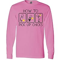 inktastic How to Pick Up Chicks- Funny Long Sleeve T-Shirt