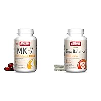 MK-7 90 mcg - Bioactive Form of Vitamin K2 & Zinc Balance 15 mg - 100 Servings (Veggie Caps) - Includes Copper
