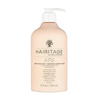 Hairitage Deep Moisture & Restore Deep Conditioner with Safflower Oil for Dry, Thick Hair - Hydrating - for Coily + Curly + Wavy Hair Types - Vegan for Women + Men, 13 fl. oz.