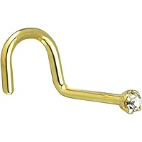 Body Candy Solid 14k Yellow Gold 1.5mm (0.015 cttw) Genuine Diamond Right Nose Stud Screw 20 Gauge 1/4