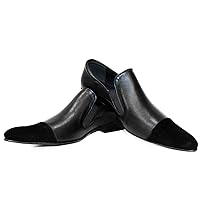 PeppeShoes Modello Genteel - Handmade Italian Mens Color Black Moccasins Loafers - Cowhide Smooth Leather - Slip-On