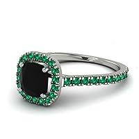 925 Sterling Silver Halo Engagement Ring Black Onyx with Green CZ Gemstone Solitaire Wedding Sparkles Jewelry Rings Also a Great Choice for Lovers Wonem and Girls US Size : 4 to 13