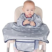 Coverall Baby Feeding Bib for Eating,Long Sleeves Bib Attaches to Highchair and Table,Weaning Bibs