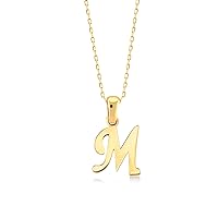 GELIN 14K Solid Gold Custom Script Initial Necklace | 14 Gold Letter Pendant Necklace for Women, A-Z, All Letters, 18