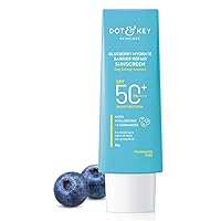 DTKY Blueberry Hydrate Barrier Repair Sunscreen SPF 50+, PA++++ | For Dry & Sensitive Skin | Non - Greasy Finish | No White Cast | UV & Blue Light Protection | Broad Spectrum | 80g