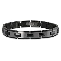 Black Tungsten Carbide Men's Link Bracelet (Length 6
