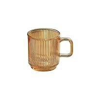 Coffee Mug,Coffee teacup,320ml Striped Glass Cup with Handle Drinking tumblersimple Glass Mug Home Milk Cup ice Coffee Cup Tea Cup Juice Glasses (Size : Orange)