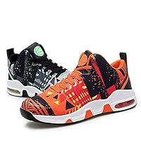 gdgg Men's Basketball Shoes, High Cut, Sports Shoes, Running Shoes, Casual Shoes, Lightweight, Odor Resistant, Breathable, Non-Slip, Waterproof, Flexible, Abrasion Resistant, Stable, Easy to Walk and Wear, Walking Shoes, Athletic Shoes, Jogging Shoes, Casual, Everyday Wear, Orange, Green