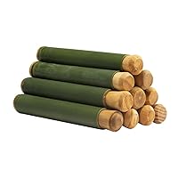 (Outer Dia.3~3.5cm 10Sets Fresh Handmade Natural Mini Bamboo Wrapped Sticky Rice Steamer,Chinese Snack Tool, Banboo Tubes,Zongzi ZhuTongFan