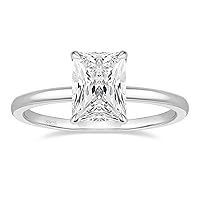 EAMTI 3CT 925 Sterling Silver Engagement Rings Radiant Cut Solitaire Cubic Zirconia CZ Wedding Promise Rings for Her Wedding Bands for Women Size 3-11