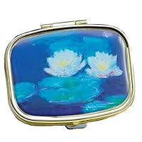 Monet-Water Lily Metal Pill Box, 5.1x3.6x1.8 cm, Multicolored