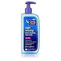 Clean & Clear Night Relaxing Deep Cleaning Oil-Free Night Face Wash, Foaming Facial Cleanser with Hyaluronic Acid & Sea Kelp Extract Gently Removes Oil & Pore Clogging Impurities, 8 fl. oz (Pack of 6)