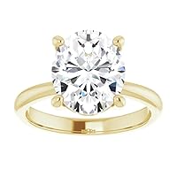 10K Solid Yellow Gold Handmade Engagement Rings, 3 CT Oval Cut Moissanite Diamond Solitaire Wedding/Bridal Rings for Women/Her, Minimalist Anniversary Ring Gifts