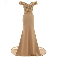 Women's Elegant Mermaid Bridesmaid Dress Off The Shoulder Formal Evening Dress Long Prom Party Gown