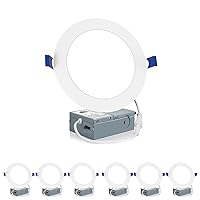 Meconard 6 Pack 6 Inch LED Recessed Ceiling Light, 2700K/3000K/3500K/4000K/5000K Selectable, Dimmable 12W=110W, 1050LM, IC Rated Can-Killer Downlights with Junction Box, ETL and Energy Star Listed