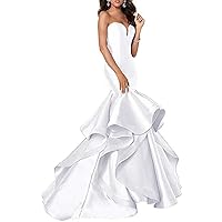 VeraQueen Women's Strapless Tiered Prom Dresses Sweetheart Mermaid Evening Party Dress