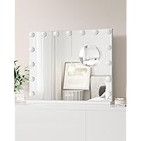 2024 New Vanity Mirror with Lights, 3 Colors Modes Makeup Mirror with 15 LED Bulbs, 3X Detachable Magnification Mirror for Tabletop, USB & Type-C Charging Port, White (23