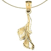 14K Yellow Gold 3D Lily Flower Pendant with 18