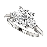 14K Gold 2 CT Cushion Cut VVS1 Colorless Moissanite Engagement Ring for Women Bridal Set Handmade Diamond Wedding Ring for Her