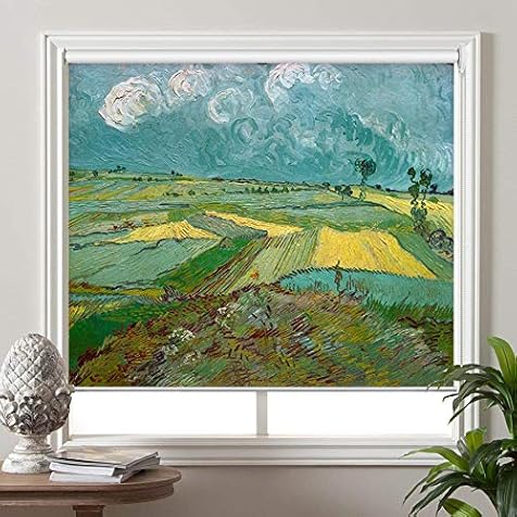 Blackout Window Shades, Wheat Fields at Auvers Under Clouded Sky, by Vincent Van Goah, Premium UV Protection Custom Roller Blinds, 33" W x 72" L