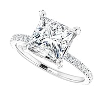 10K/14K/18K Solid White Gold Handmade Engagement Ring 2.5 CT Princess Cut Moissanite Diamond Solitaire Wedding/Bridal Gift for Women/Her Gorgeous Gifts