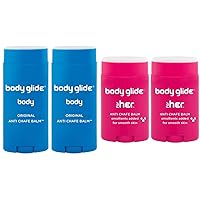 BodyGlide Original Anti Chafing Stick Balm 2.5oz-2pack: chafing cream in stick & For Her Anti Chafe Balm | Chafing stick with added emollients | Great for dry, sensitive skin