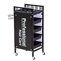 Recycling Vehicles,Rolling Hairdressing Storage Trolley with 5 Drawers and Mute Wheels，Beauty Salon Equipment Makeup Cart for Hair Stylist(Color : Black),Collecting Vehicles,Black