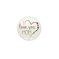 Mini Button I Love You Mom Burlap and Pink Heart
