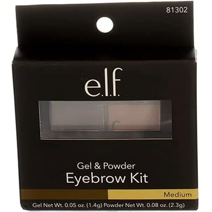 e.l.f, Eyebrow Kit, Brow Powder and Wax Duo, Long Lasting, Defines, Shapes, Fills, Contours, Medium, Fuller, Thicker, More Defined Brows, Brush Included, 0.13 Oz