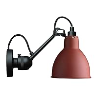 Wall Light Vintage with Adjustable Arm, Industrial Lighting Sconces Black Fixture Wall Lamp Indoor Home Retro Lights Fixture - Single Lamp, E14 Socket Exterior Light Fixture (Color : Red)