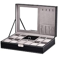 Watch Case Watch Box,Jewelry storage box One-Layer Leather Jewelry Box Display Storage Case Watch Storage Black (Black,30 * 20 * 8cm)