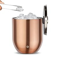 SNOWFOX Premium Vacuum Insulated Stainless Steel Ice Bucket with Lid/Tongs -Home Bar Accessories -Elegant Bartending Ice Buckets for Parties -Beautiful Outdoor Entertaining Supplies -3L -Gold