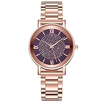 Rose Gold Watch for Women, Casual Gypsophila Watch, Ladies Sun Pattern Stainless Steel Band Roman Scale Quartz Wrist Watch, Gift for Mother, Wife and Friends
